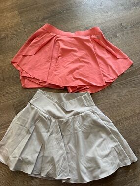 DSG Coral Pink and Cream Double Skorts - Circle Skater Style